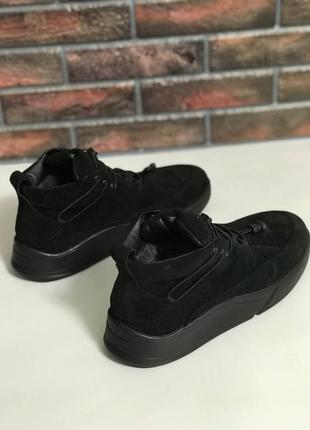 Мужские замшевые чёрные ботинки crack чоловічі замшеві чорні черевики crack4 фото