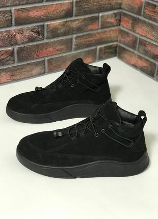 Мужские замшевые чёрные ботинки crack чоловічі замшеві чорні черевики crack9 фото