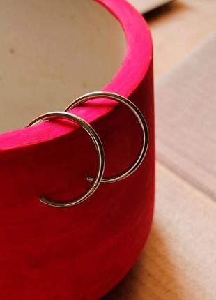 Сережки кільця мінімалістичні мінімалізм кольца сріблясті біжутерія серьги1 фото