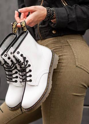 Белые ботинки из натуральной кожи / черевики шкіряні dr. martens / кожа, осень