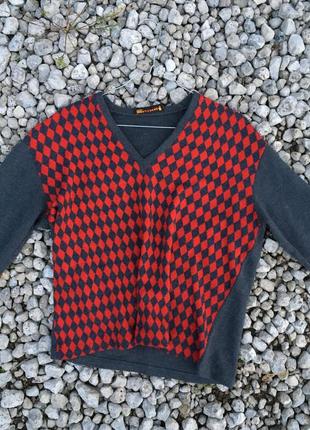 Свитер женский m s, красный с серым (блузка с свитером, пуловер, джемпер, кофта, світшот)2 фото