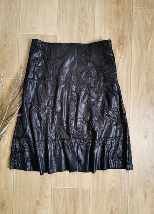 Спідниця чорна під шкіру ярусами