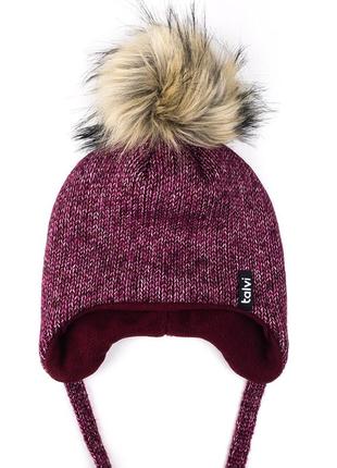 Зимова шапочка з помпоном, тепла зимова шапка для дівчинки4 фото