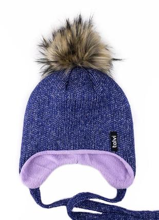 Зимова шапочка з помпоном, тепла зимова шапка для дівчинки8 фото