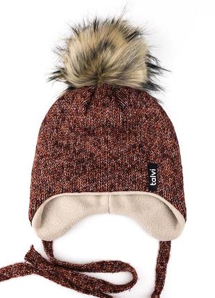 Зимова шапочка з помпоном, тепла зимова шапка для дівчинки6 фото
