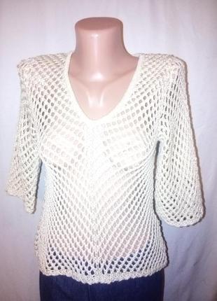 Вязаная кофта с укороченным рукавом