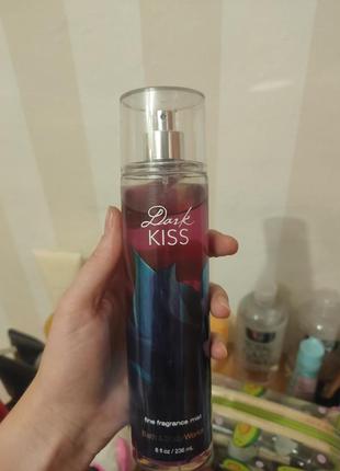 Мист, спрей для тела dark kiss обмен bath and body works