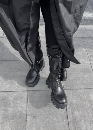 Ботинки женские 
prada boots zip pocket black high8 фото