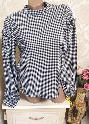 Стильная рубашка в клетку, блуза