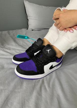 Nike jordan 1 low court purle кожаные кроссовки