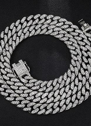 Мужская металлическая серебряная цепочка, цепь на шею из нержавеющей стали (316l), подвеска, ширина 10 мм6 фото