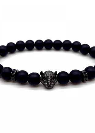 Мужские браслеты из натуральных камней (комплект) phanter, каменные браслеты черные