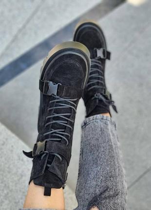 Жіночі чоботи бутс натуральна шкіра замша демі зима6 фото