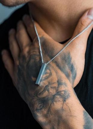 Мужская металлическая серебряная подвеска, цепочка на шею с кулоном из стали