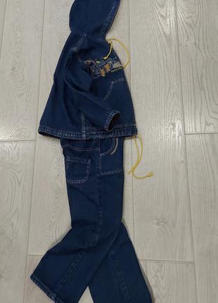 Крутой джинсовый костюм с широкими брюками gloria jeans синий 110 размер3 фото