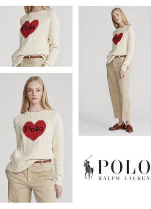 Хлопковый свободный свитер джемпер polo ralph lauren с логотипом 100 % хлопок свободного кроя