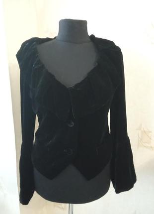 Натуральний нарядний оксамитовий піджак, віскоза, шовк, сексі декольте, per una