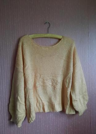 Стильний персиковий французький светр теплий та майже невагомий в стилі бохо з рукавами буф10 фото