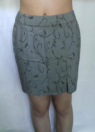 Сіра спідниця з колосками на талію