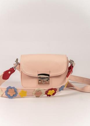 Маленькая женская розовая сумка клатч через плечо пудровая мини сумочка кросс-боди