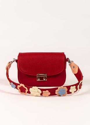 Красная маленькая мини сумочка клатч через плечо женская красивая сумка кросс-боди с цветами