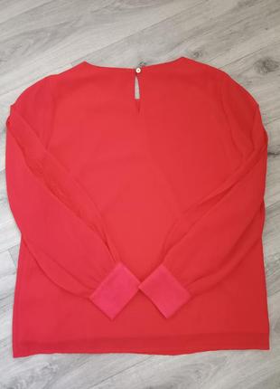 Блуза жіноча червона з мереживними рукавами7 фото