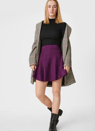 Женская вязанная юбка, размер s, цвет фиолетовый1 фото