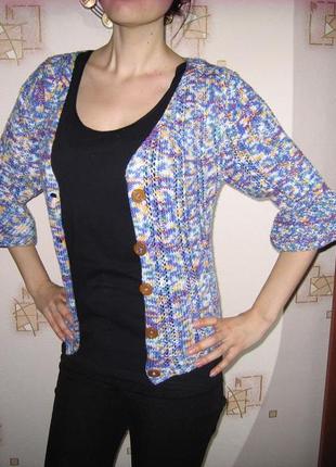 Вовняний кардиган ручної в'язки, 50%вовни, тепле і фактурний, кофта, светр