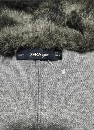 Пальто пончо zara с искусственным мехом кейп5 фото