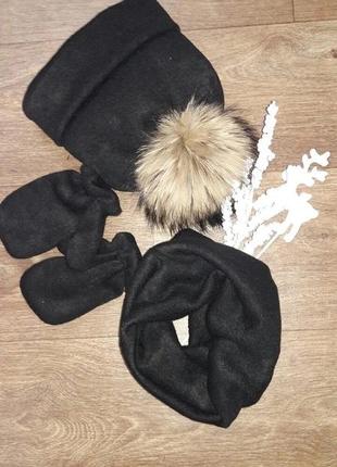 Зимний набор шапочка шарф перчатки6 фото