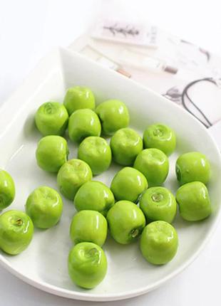 10шт, мини фрукты из пенопласта "зеленое яблоко" 20х20мм