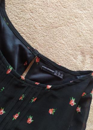 Нежное красивое шифоновое платье на подкладке цветочный принт пышная юбка5 фото