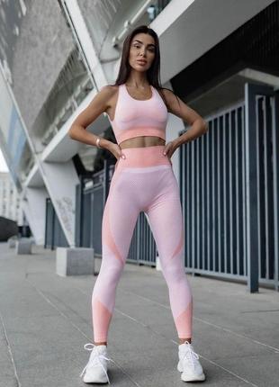 Спортивный комплект тройка, фитнес костют лосины, топ и рашгард, лосины для спорта9 фото