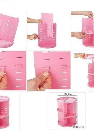 Органайзер для косметики 360 ° rotation cosmetic box / вращающийся органайзер розовый10 фото