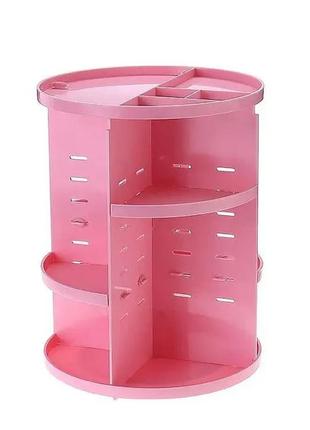 Органайзер для косметики 360 ° rotation cosmetic box / вращающийся органайзер розовый9 фото