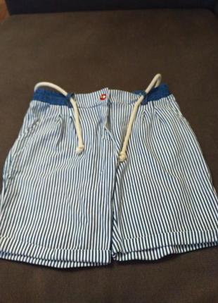 Шорти смужка сині з білим джинс якір морські літні довгі шорти2 фото