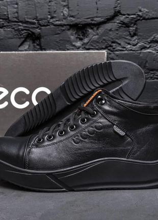 Чоловічі зимові шкіряні черевики e-series black style1 фото