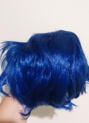 Новый яркий синий парик на сетке. размер фиксируется крючками9 фото