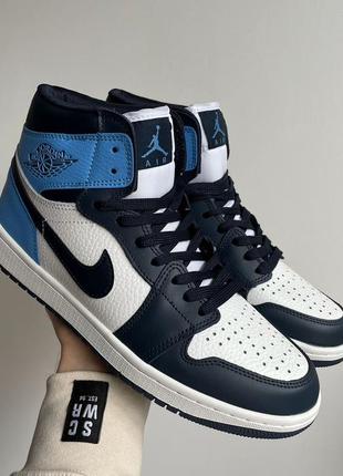 Кросівки nike air jordan 1 retro blue1 фото