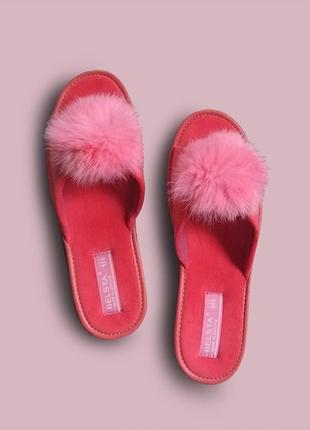 Домашние тапочки pink с пушком, мехом