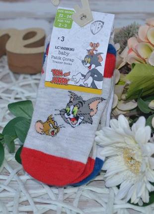 1-2/2-3/4-5 р новий фірмовий набір шкарпетки малюкам 3 пари tom and jerry том і джеррі lc waikiki5 фото