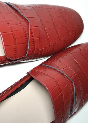 Кожаные красные лоферы под крокодила с тиснением на платформе каблуке туфли осенние vitto rossi италия винтажные