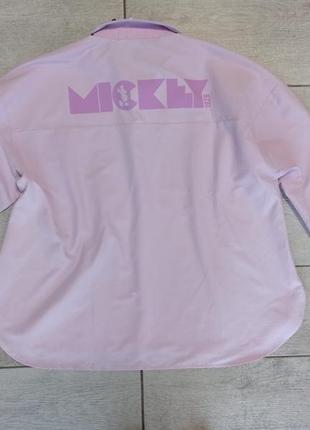 Рубашка розовая оверсайз микки маус хлопковая lefties - m, l9 фото