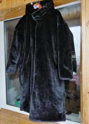 Длинная утепленная шуба куртка пальто с капюшоном плюшевая мягкая тедди zara rezerved bershka h&m reserved