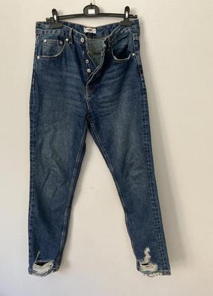 Прямі джинси з потертостями denim