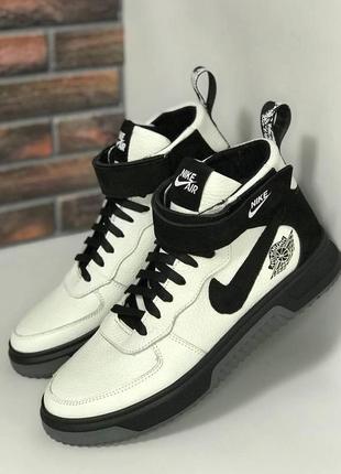 Мужские кожаные белые ботинки nike чоловічі шкіряні білі черевики nike