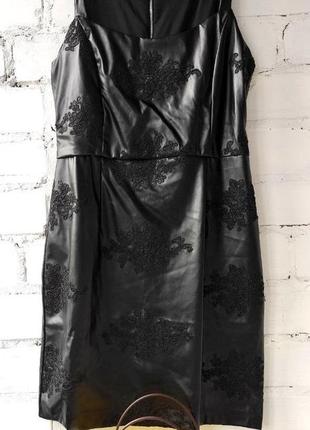Сукня-футляр zolla чорна із еко шкіри, черное платье футляр2 фото