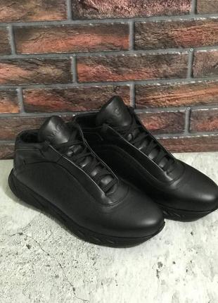 Мужские чёрные кожаные ботинки mag чоловічі чорні шкіряні черевики mag3 фото