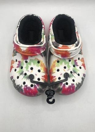 Утеплені крокси crocs classic lined tie dye clogs (206341-0с4) оригінал