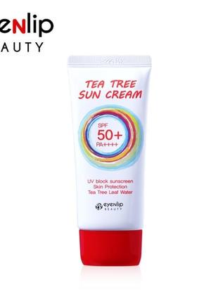 Солнцезащитный крем eyenlip tea tree sun cream spf 50+ pa+++ с экстрактом чайного дерева, 50 г1 фото